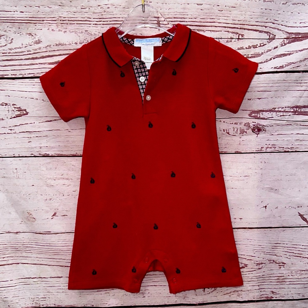 Janie & Jack Red Romper 3-6 Months